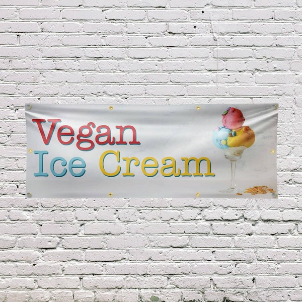 Signmission Vegan Ice Cream, 36 Inch x 96 Inch, Vinyl Banner - B-96-30911