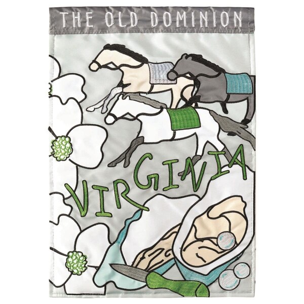 Dicksons 13 x 18 in Flag Double Applique Virgina Old Domini I Flag With Pole On Polyester Garden - M010117