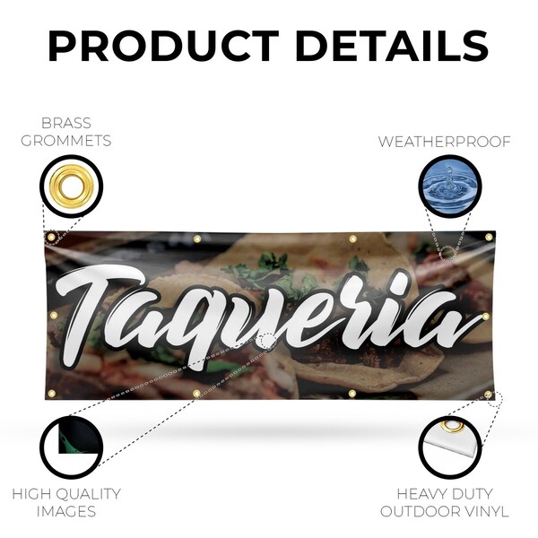 Signmission Taqueria, 36 Inch x 96 Inch, Vinyl Banner - B-96-30880