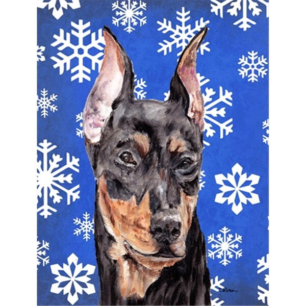 Patioplus German Pinscher Winter Snowflakes Flag Garden Size - PA246976