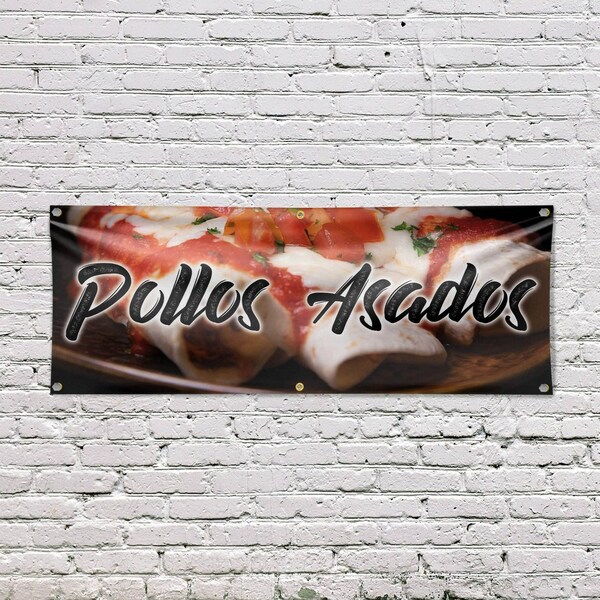 Signmission Pollos Asados, 24 Inch x 72 Inch, Vinyl Banner - B-72-30812