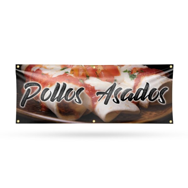 Signmission Pollos Asados, 24 Inch x 72 Inch, Vinyl Banner - B-72-30812