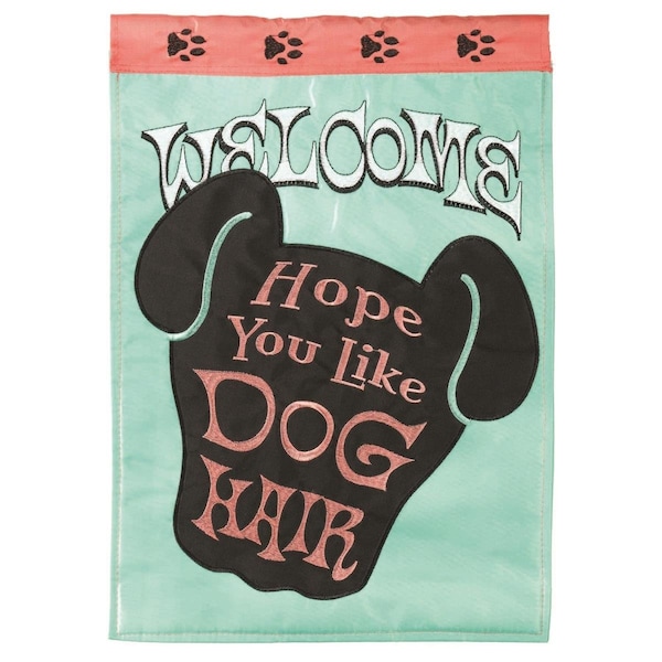Dicksons 13 x 18 in. Flag Double Applique Welcome Dog Hair Polyester Garden - M010141