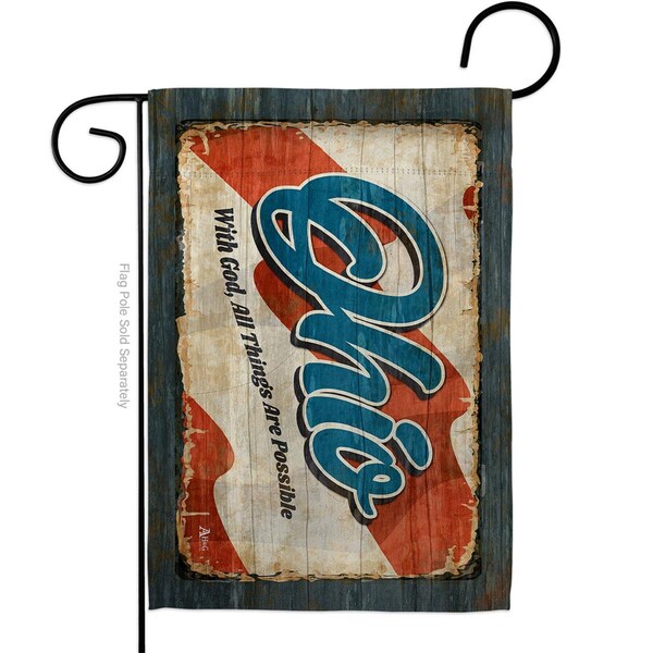 Guarderia 13 x 18.5 in. Ohio Vintage American State Garden Flag with Double-Sided Horizontal - GU4061124
