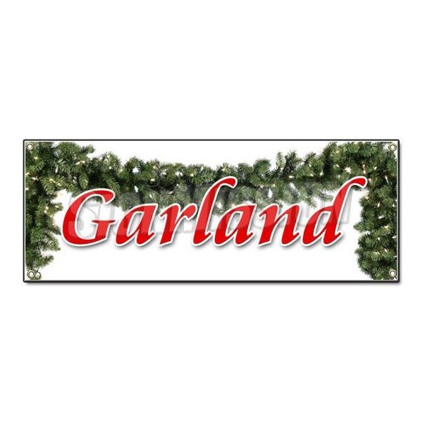 Signmission GARLAND BANNER SIGN x-mas xmas trees decor wreaths santa holiday Christmas fresh - B-GARLAND