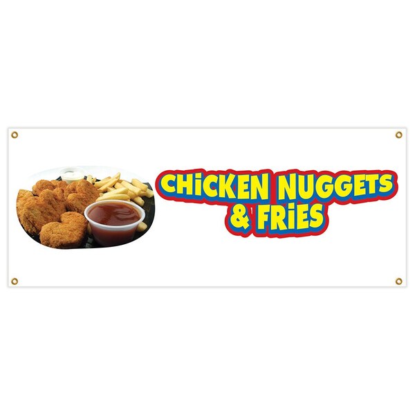 Signmission Chicken Nuggets & Fries Banner Heavy Duty 13 Oz Vinyl with Grommets - B-CHICKEN NUGGETS & FRIES