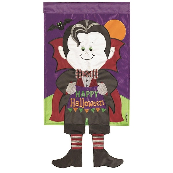 Magnolia Gardens 13 x 18 in Happy Halloween Dracula Double Applique Garden Flag - M011496