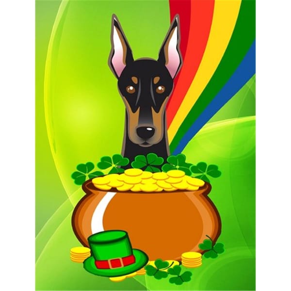 Patioplus Doberman St. Patricks Day Flag Garden - PA260592