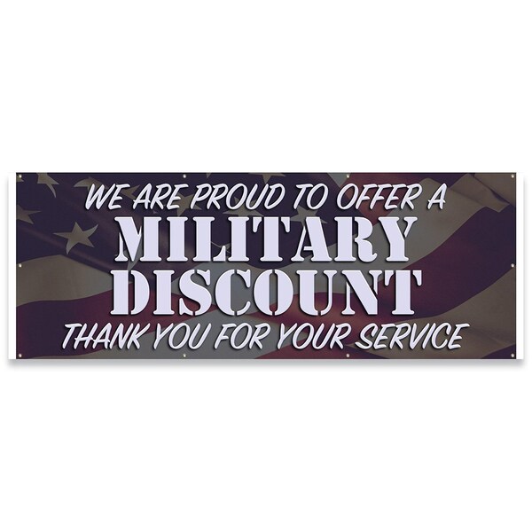 Signmission Military Discount Thank You For Your Service Banner Concession Stand Food Truck Single Sided - B-96-30106