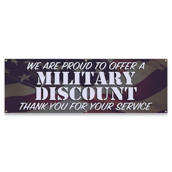Signmission Military Discount Thank You For Your Service Banner Concession Stand Food Truck Single Sided - B-72-30106
