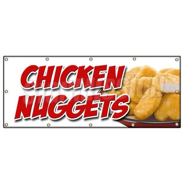 Signmission CHICKEN NUGGETS BANNER SIGN fried nuggets fingers tenders food white - B-120 CHICKEN NUGGETS