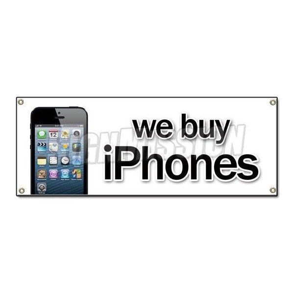 Signmission WE BUY IPHONES BANNER SIGN computers smart phones mobile cell phone electronics - B-WE BUY IPHONES