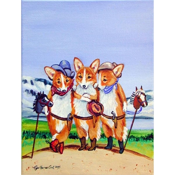 Carolines Treasures 28 x 40 In. Cowboy Corgi Flag Canvas- House Size - 7283CHF