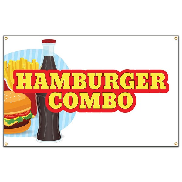 Signmission Hamburger Combo Banner Heavy Duty 13 Oz Vinyl with Grommets - B-60 HAMBURGER COMBO