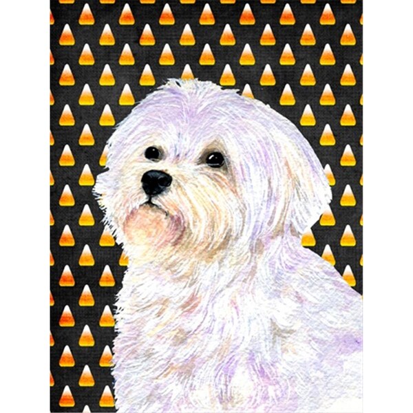 Patioplus Maltese Candy Corn Halloween Portrait Canvas Flag - House Size- 28 x 40 in. - PA2920460