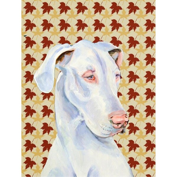 Carolines Treasures 28 x 40 In. Great Dane Fall Leaves Portrait Flag Canvas- House Size - LH9086CHF