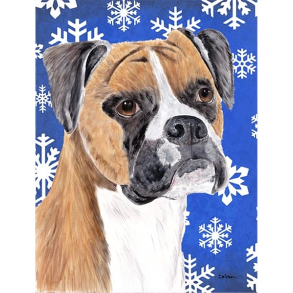 Patioplus 11 x 15 in. Boxer Winter Snowflakes Holiday Garden Size Flag - PA631264