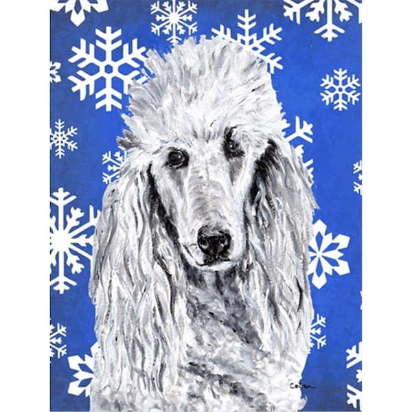 Carolines Treasures White Standard Poodle Winter Snowflakes Flag Canvas House Size - SC9775CHF