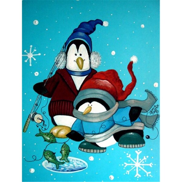 Patioplus Somethins Fishy Christmas Penguin Flag Garden Size - PA632558