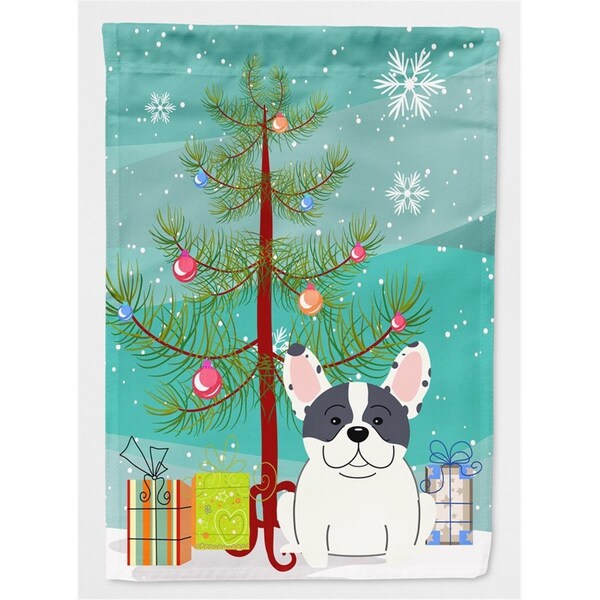 Patioplus Merry Christmas Tree French Bulldog Piebald Flag Canvas House Size - PA2550171