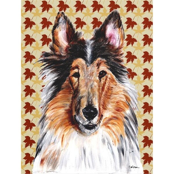 Carolines Treasures Collie Fall Leaves Flag Canvas House Size - SC9670CHF