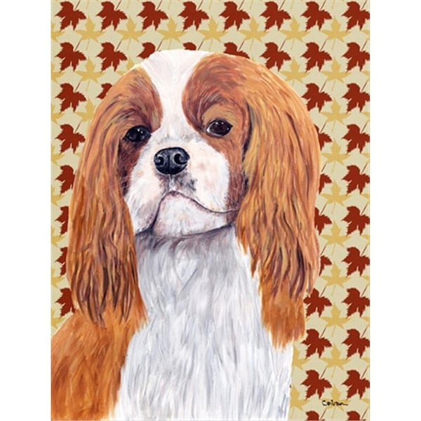 Patioplus 15 x 15 In. Cavalier Spaniel Fall Leaves Portrait Flag; Garden Size - PA759086