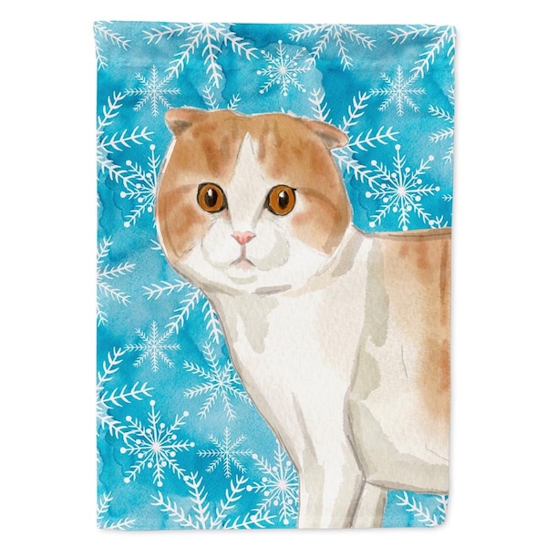 Carolines Treasures Scottish Fold Winter Snowflake Flag Canvas House Size - CK3113CHF