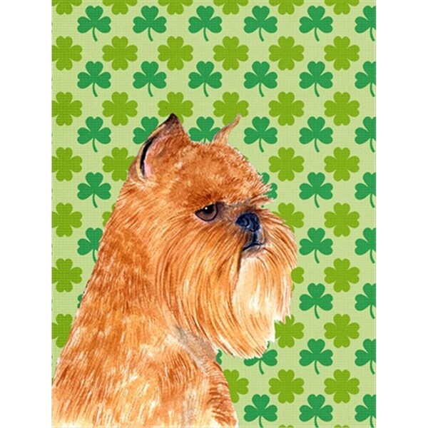 Carolines Treasures Brussels Griffon St. Patricks Day Shamrock Portrait Flag - Garden Size - SS4425GF