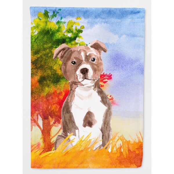 Patioplus Fall Red Staffordshire Bull Terrier Flag Canvas House Size - PA2889696
