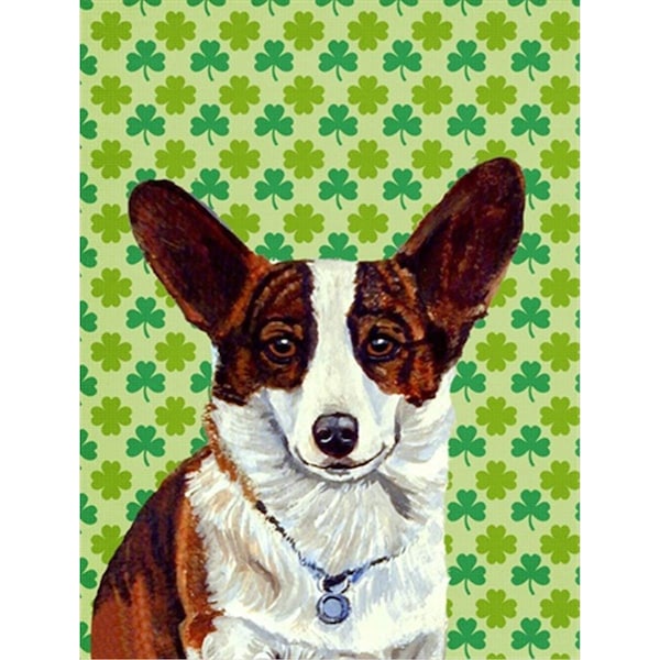 Carolines Treasures Corgi St. Patricks Day Shamrock Portrait Flag - Garden Size - LH9198GF