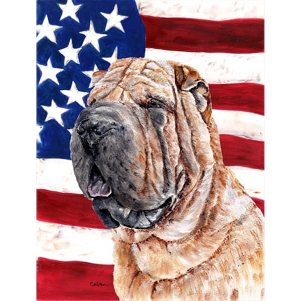 Carolines Treasures Shar Pei with American Flag USA Flag Garden Size - SC9623GF