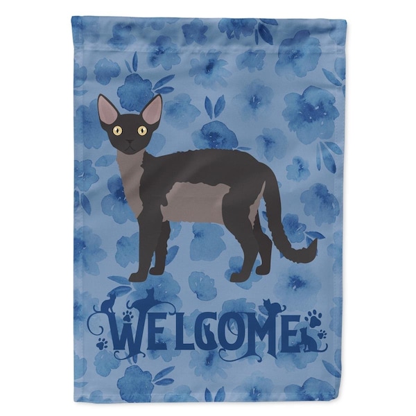 Carolines Treasures 28 x 0.01 x 40 in. Devon Rex Cat Welcome Flag Canvas House Size - CK4867CHF