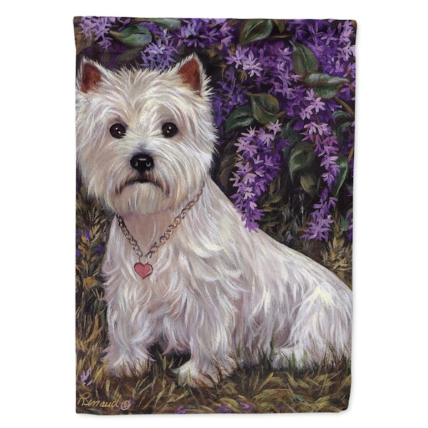 Carolines Treasures 28 x 0.01 x 40 in. Westie Lily & Lilacs Canvas House Flag - PPP3216CHF