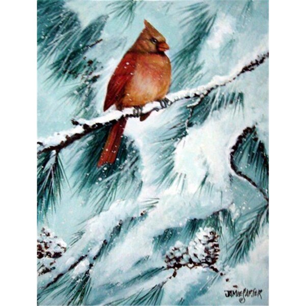 Carolines Treasures Winters Glory Redbird 2 Northern Cardinal Flag Canvas House Size - PJC1058CHF