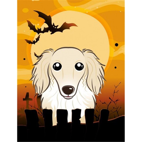 Carolines Treasures Halloween Longhair Creme Dachshund Flag Canvas House Size - BB1770CHF
