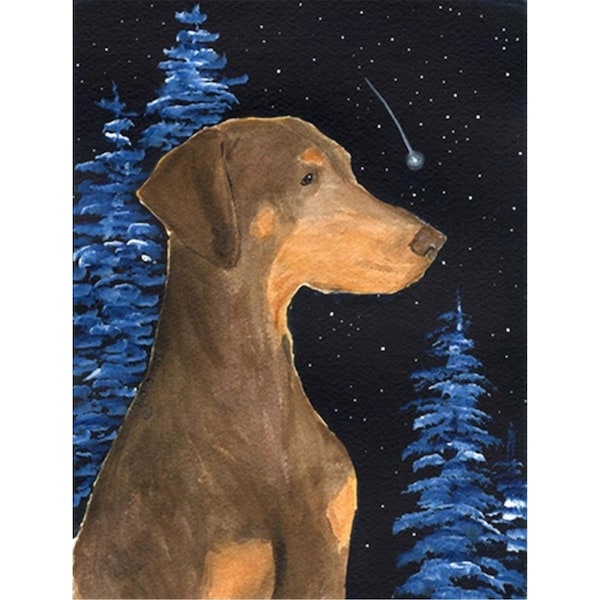 Carolines Treasures Starry Night Doberman Canvas Flag - House Size- 28 x 40 in. - SS8462CHF