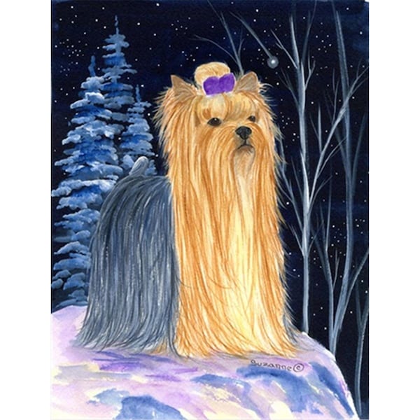 Patioplus Starry Night Yorkie Canvas Flag - House Size, 28 x 40 in. - PA2554442