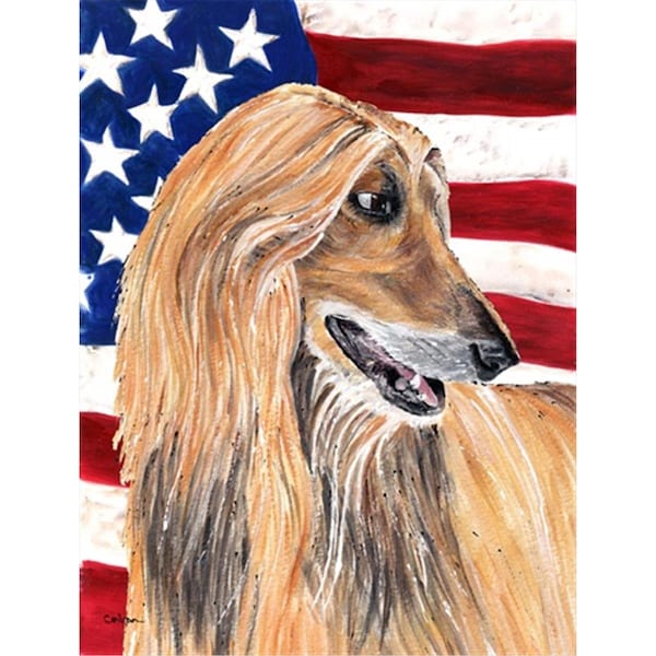 Carolines Treasures Afghan Hound USA Patriotic American Flag Flag Canvas House Size - SC9506CHF