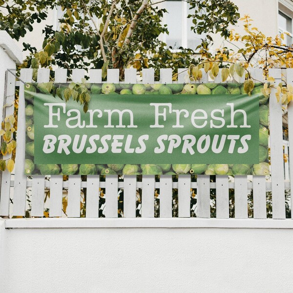 Signmission Farm Fresh Brussels Sprouts, 36 Inch x 96 Inch, Vinyl Banner - B-96-30582