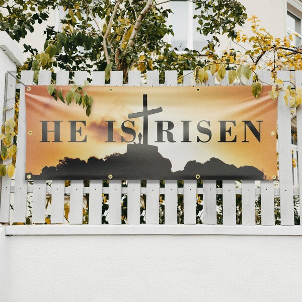 Signmission He is Risen, 36 Inch x 96 Inch, Vinyl Banner - B-96-30695