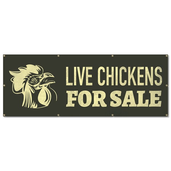 Signmission Live Chickens, 36 Inch, Banner - B-96-30400