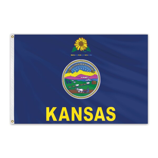Global Flags Unlimited Kansas Outdoor Nylon Flag 12"x18" - 200265