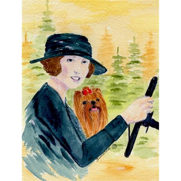 Patioplus 11 x 15 in. Lady Driving with her Yorkie Garden Size Flag - PA246545