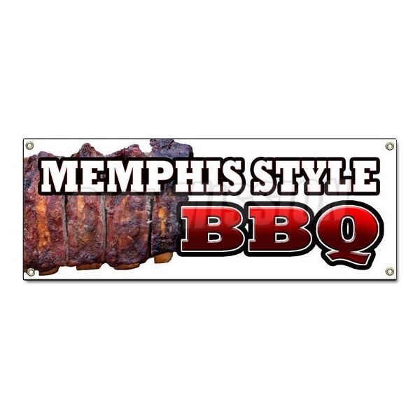 Signmission MEMPHIS STYLEBBQ BANNER SIGN beef brisket ribs pork barbque open eat - B-MEMPHIS STYLE BBQ