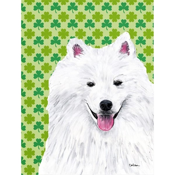 Patioplus 15 x 15 In. American Eskimo St. Patricks Day Shamrock Portrait Flag; Garden Size - PA246635