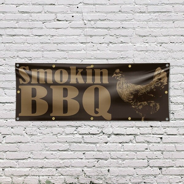 Signmission Smokin BBQ, 48 Inch x 120 Inch, Vinyl Banner - B-120-30862