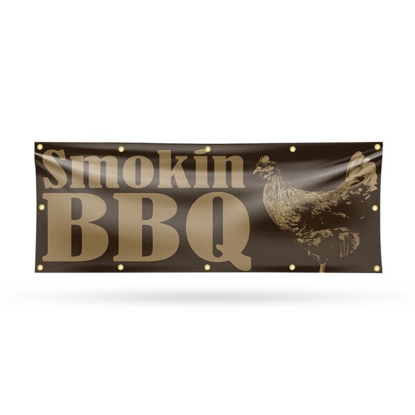 Signmission Smokin BBQ, 48 Inch x 120 Inch, Vinyl Banner - B-120-30862