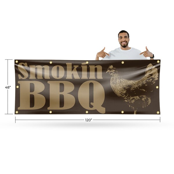 Signmission Smokin BBQ, 48 Inch x 120 Inch, Vinyl Banner - B-120-30862