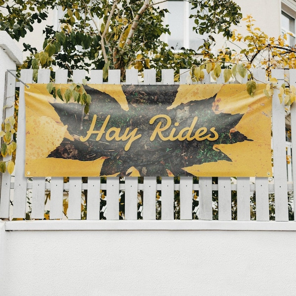Signmission Hay Rides, 18 Inch x 48 Inch, Vinyl Banner - B-30694