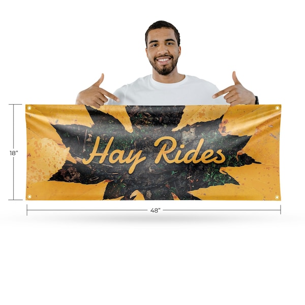Signmission Hay Rides, 18 Inch x 48 Inch, Vinyl Banner - B-30694